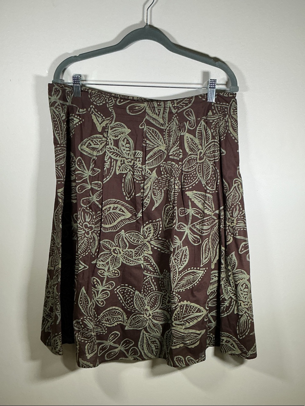 Style & Co Women’s Floral A-Line Skirt Size 12 Brown Beige Boho Midi